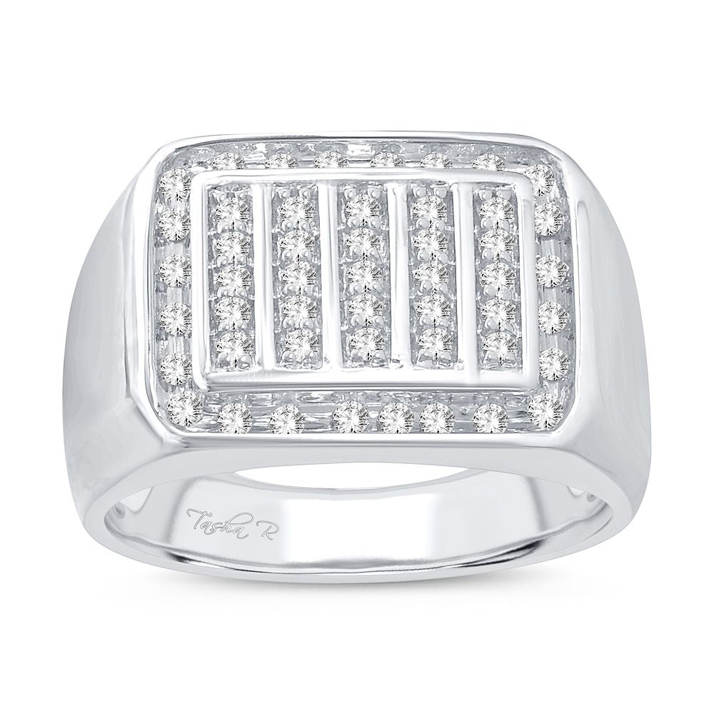 14K White Gold 0.50CT Lab Diamond Mens Luxury Ring