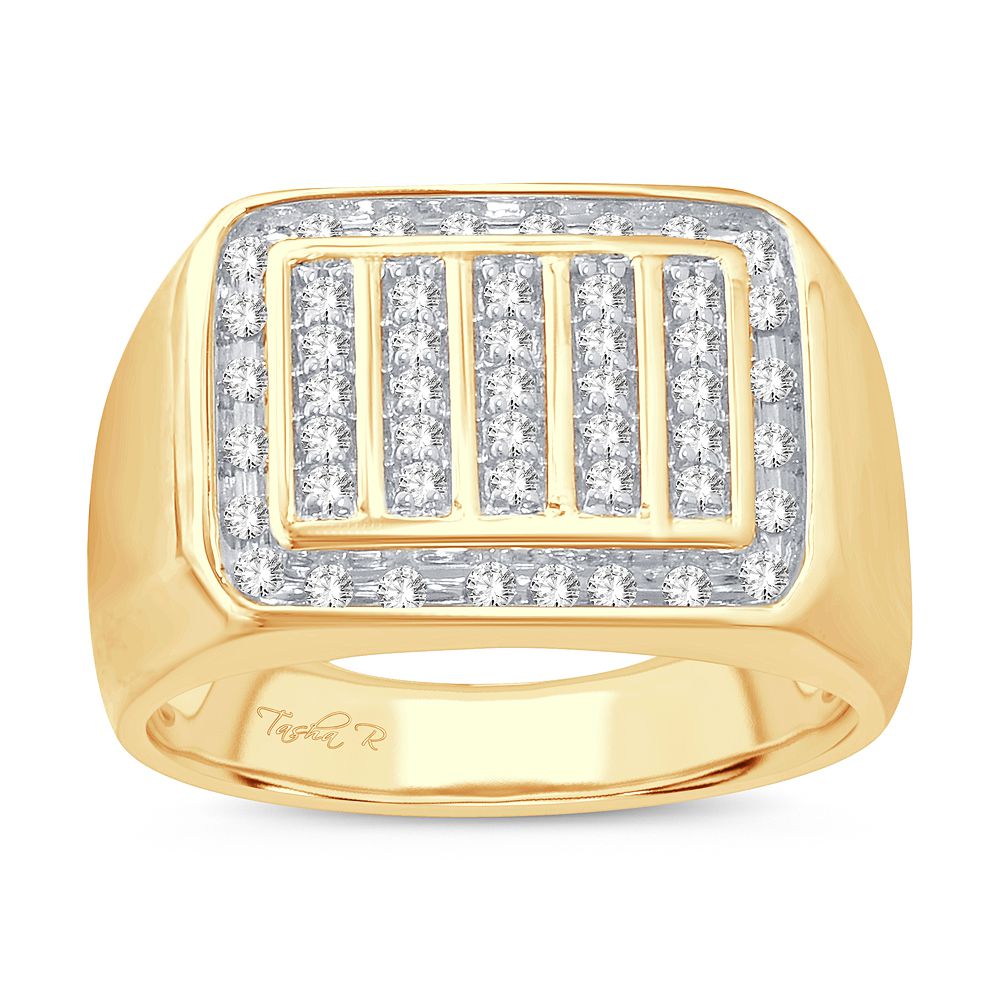 14K Yellow Gold Mens Lab Diamond Statement Ring