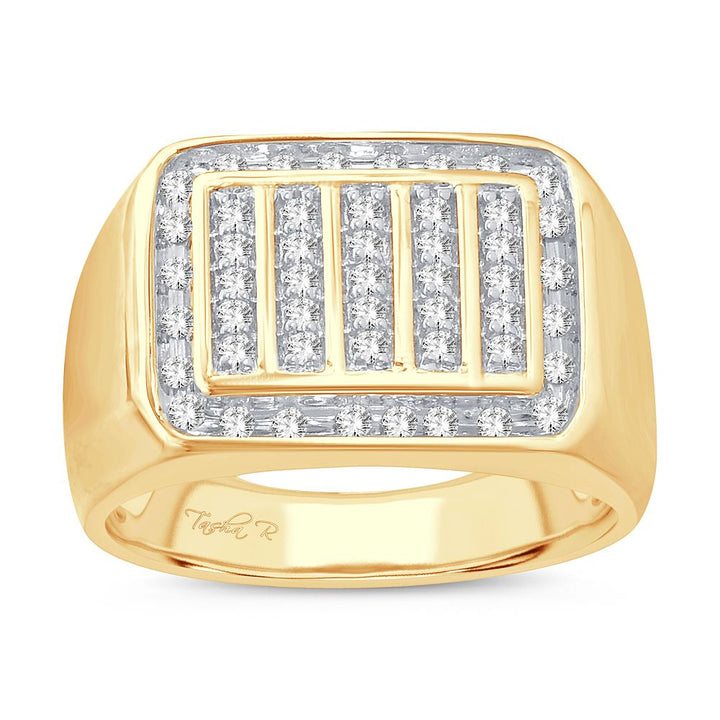 14K Yellow Gold Mens Lab Diamond Statement Ring