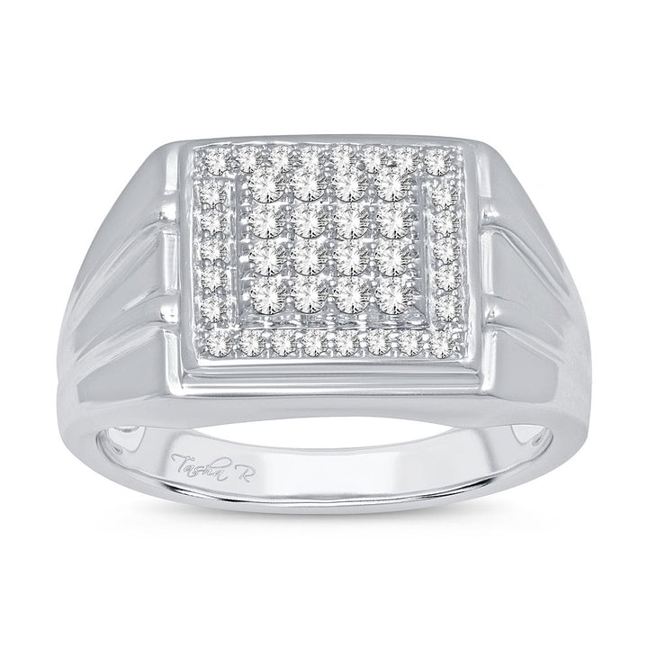 Modern 14K White Gold Mens Lab Diamond Ring