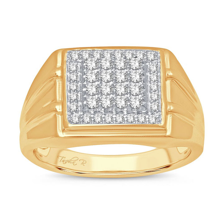 14K Yellow Gold Mens Lab Diamond Statement Ring