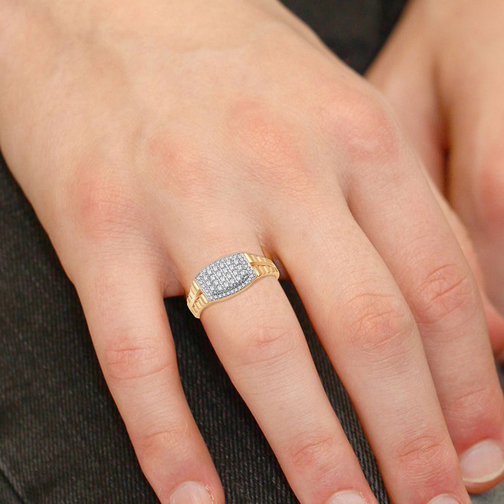14K Yellow Gold Mens Lab Diamond Statement Ring