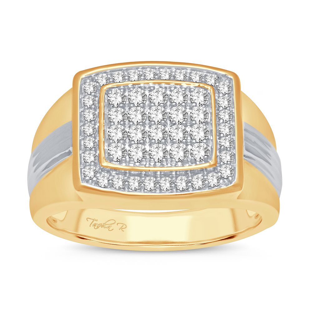 14K Yellow Gold Mens Lab Diamond Statement Ring - 0.75CT