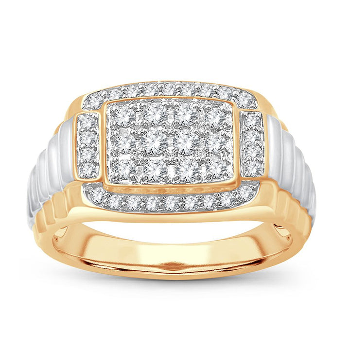 Bold 14K Gold Mens Ring with Brilliant Lab Diamond
