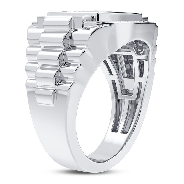 Brilliant 14K White Gold Lab Diamond Mens Statement Ring