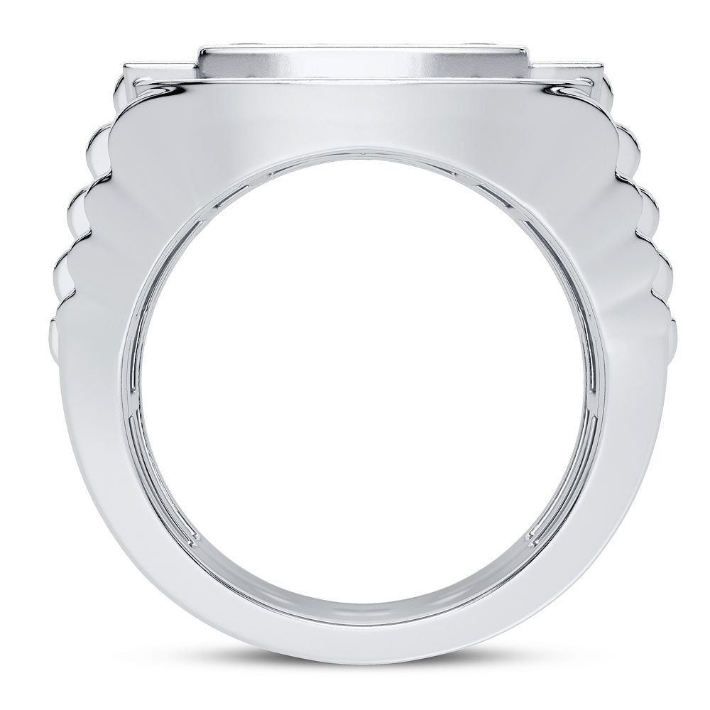 Brilliant 14K White Gold Lab Diamond Mens Statement Ring