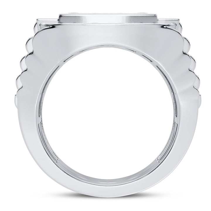 Brilliant 14K White Gold Lab Diamond Mens Statement Ring