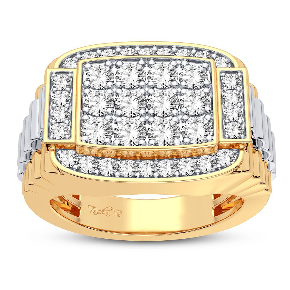 14K Yellow Gold Lab Diamond Mens Statement Ring