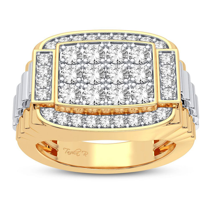 14K Yellow Gold Lab Diamond Mens Statement Ring