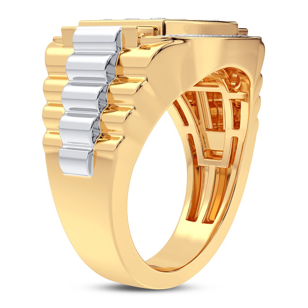 14K Yellow Gold Lab Diamond Mens Statement Ring