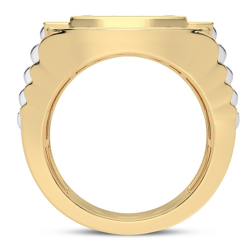 14K Yellow Gold Lab Diamond Mens Statement Ring