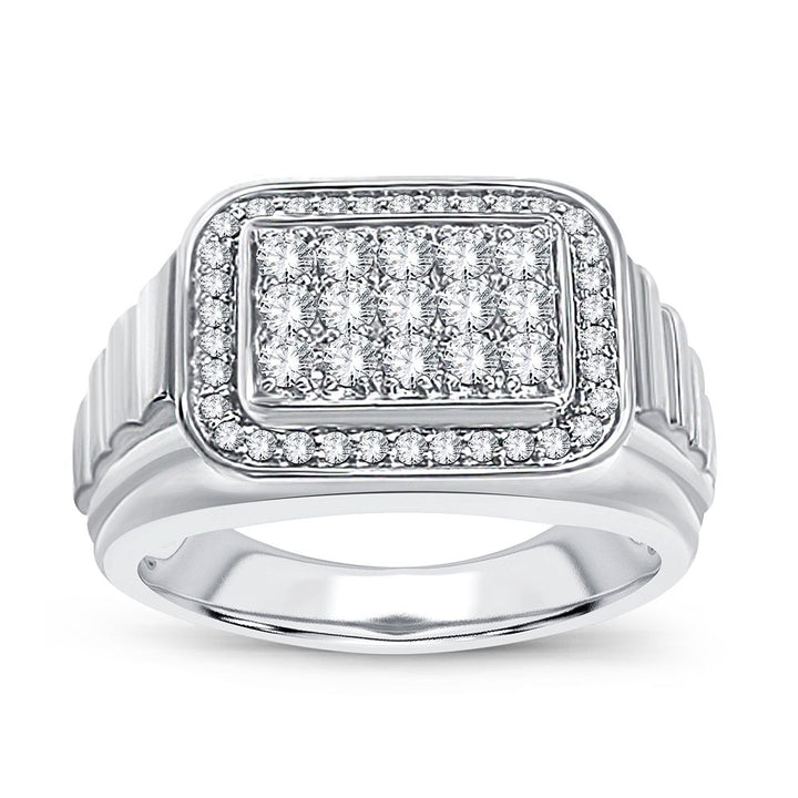 Modern 14K White Gold Mens Lab Diamond Ring