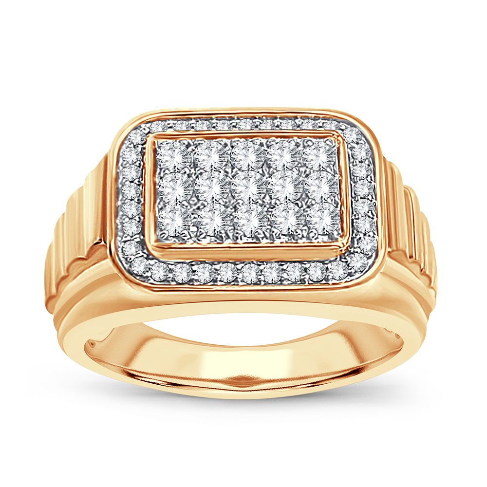 Bold 14K Yellow Gold Mens Lab Grown Diamond Band