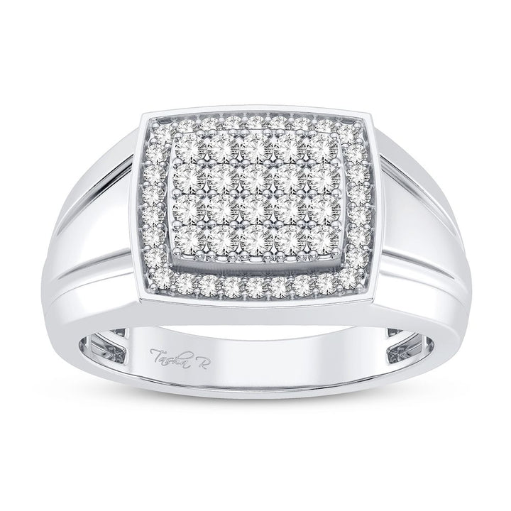 14K White Gold Lab Diamond Mens Statement Ring