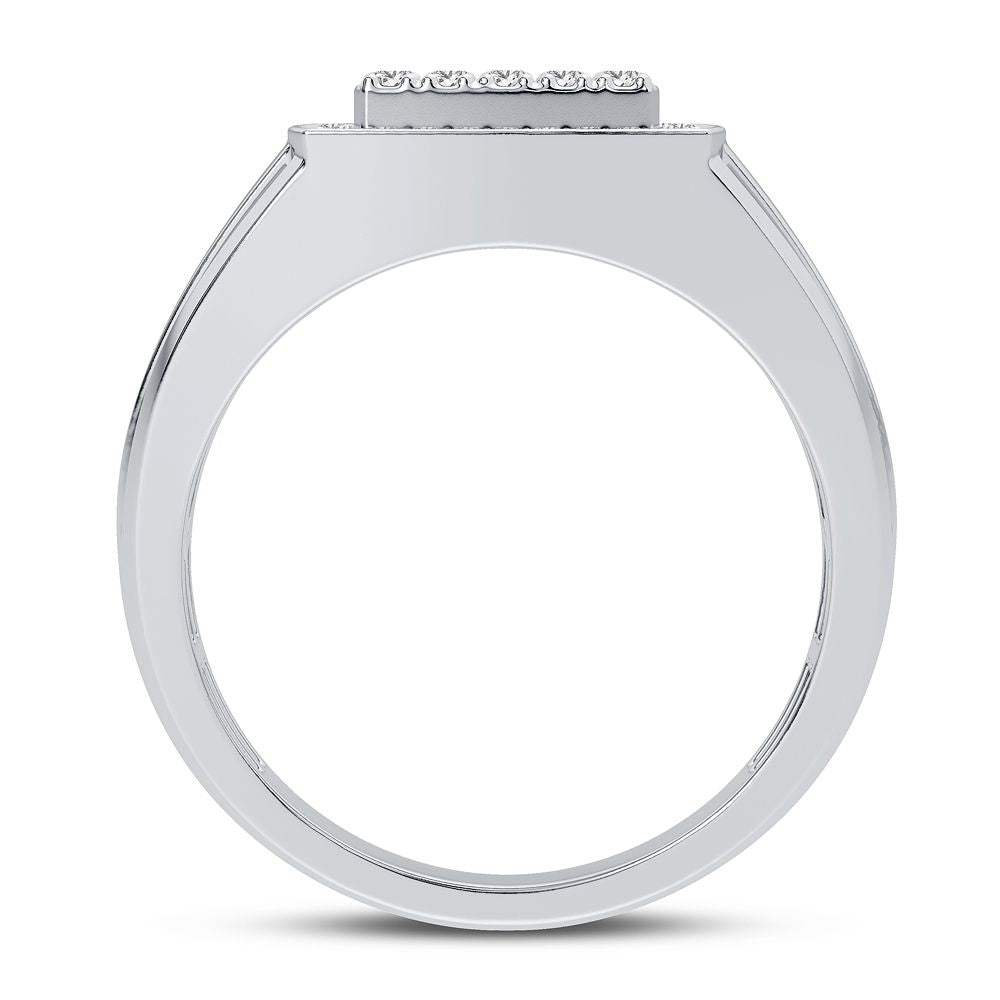 14K White Gold Lab Diamond Mens Statement Ring