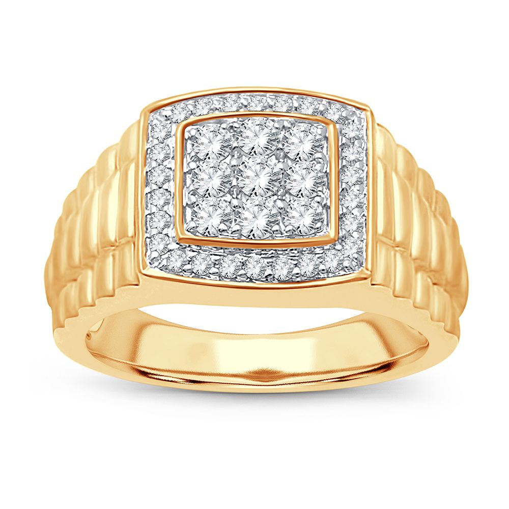 Bold 14K Yellow Gold Mens Lab Grown Diamond Band