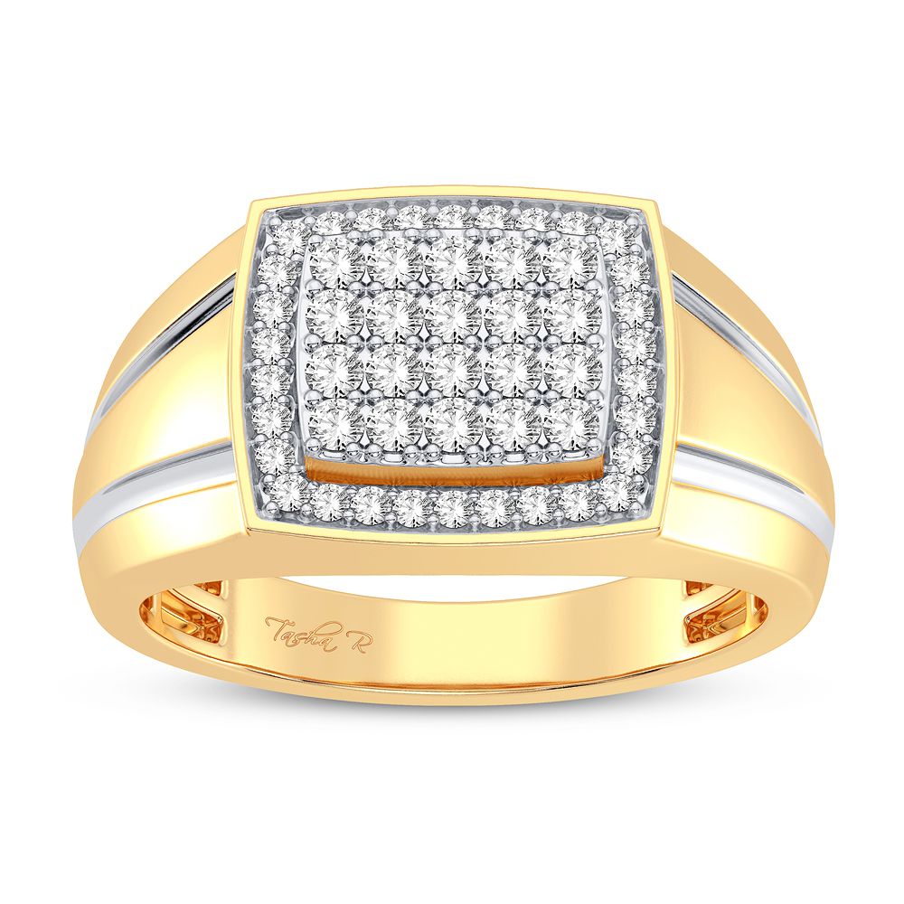 14K Yellow Gold Mens Lab Diamond Statement Ring - 0.50CT