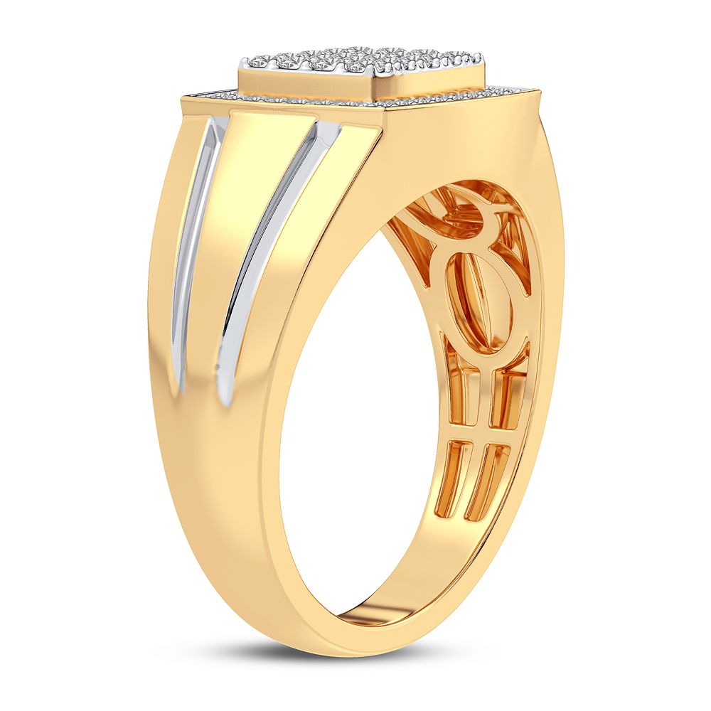 14K Yellow Gold Mens Lab Diamond Statement Ring - 0.50CT