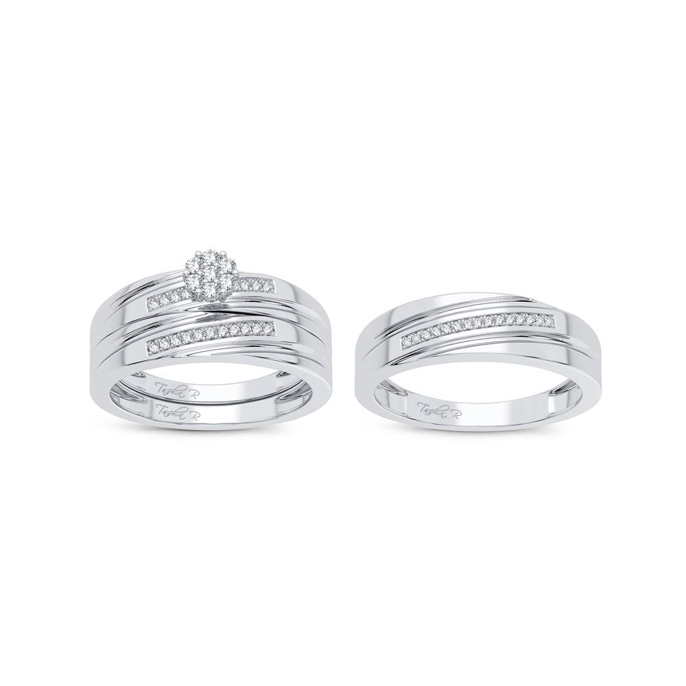 14k White Gold Lab Diamond Trio Set - Timeless Elegance