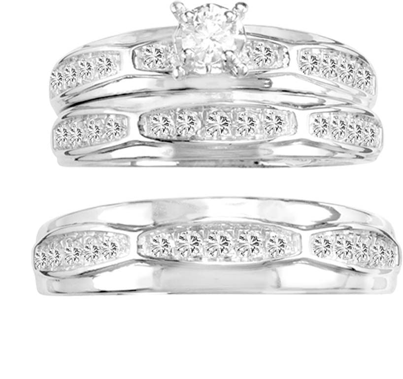 14K 0.75CT Diamond TRIO SET