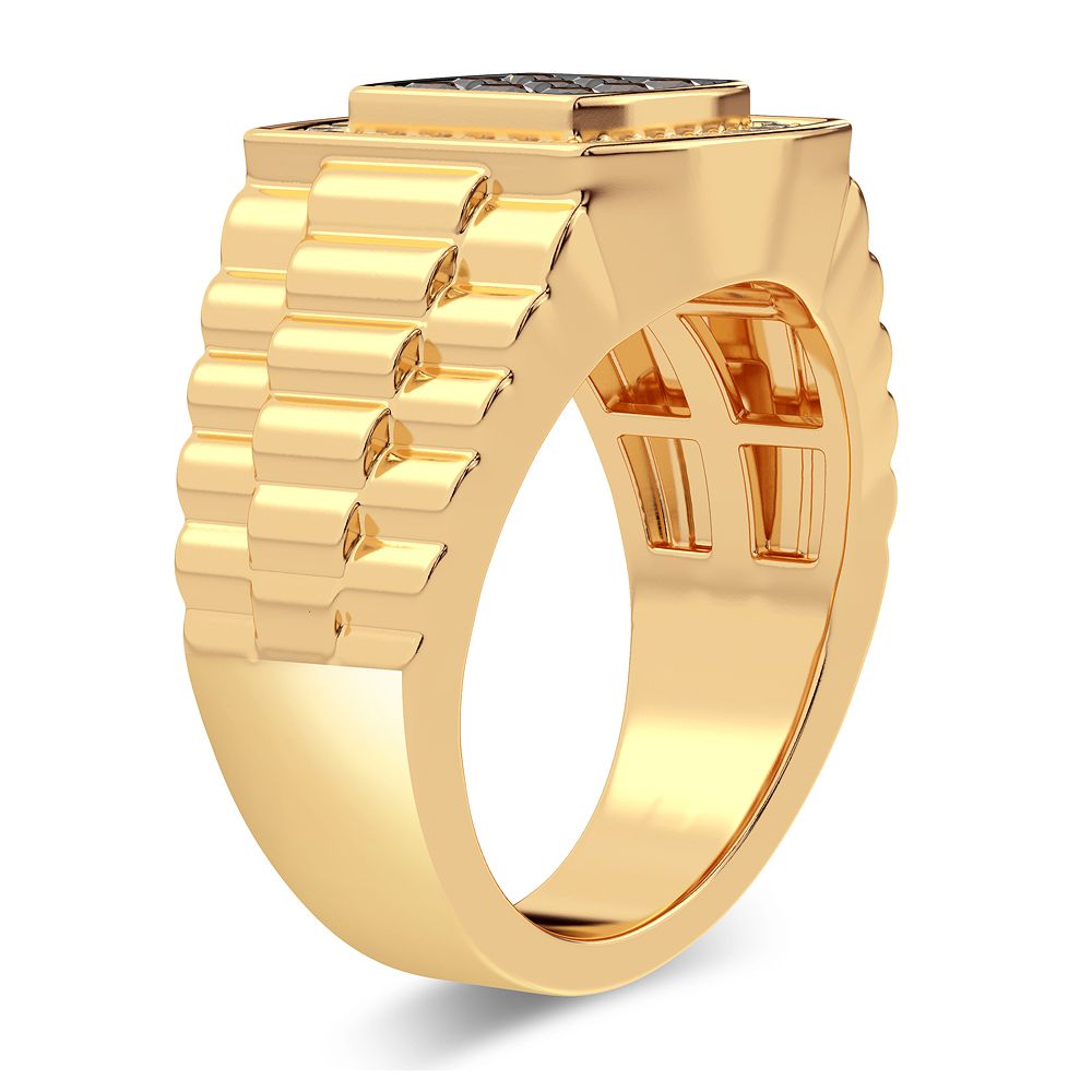 14K Yellow Gold Mens Lab Diamond Statement Ring