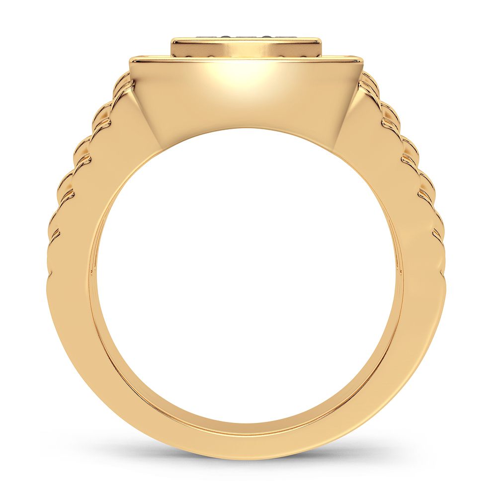 14K Yellow Gold Mens Lab Diamond Statement Ring