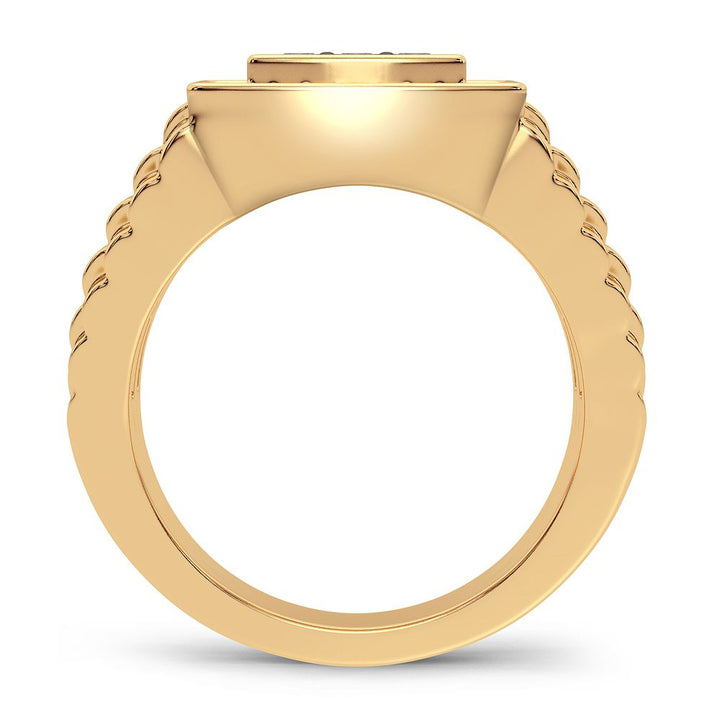 14K Yellow Gold Mens Lab Diamond Statement Ring