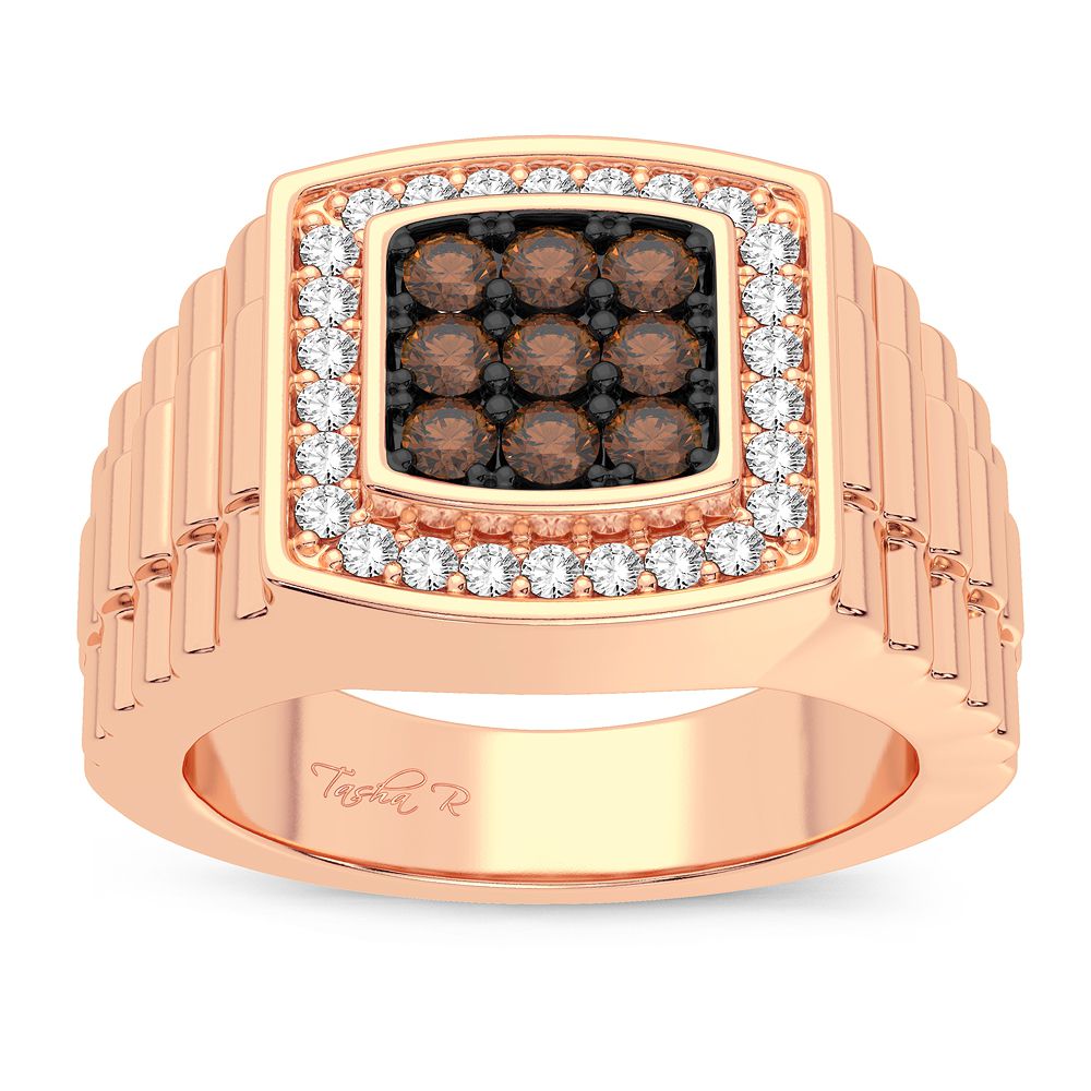 14K Rose Gold Lab Diamond Mens Signature Band Ring