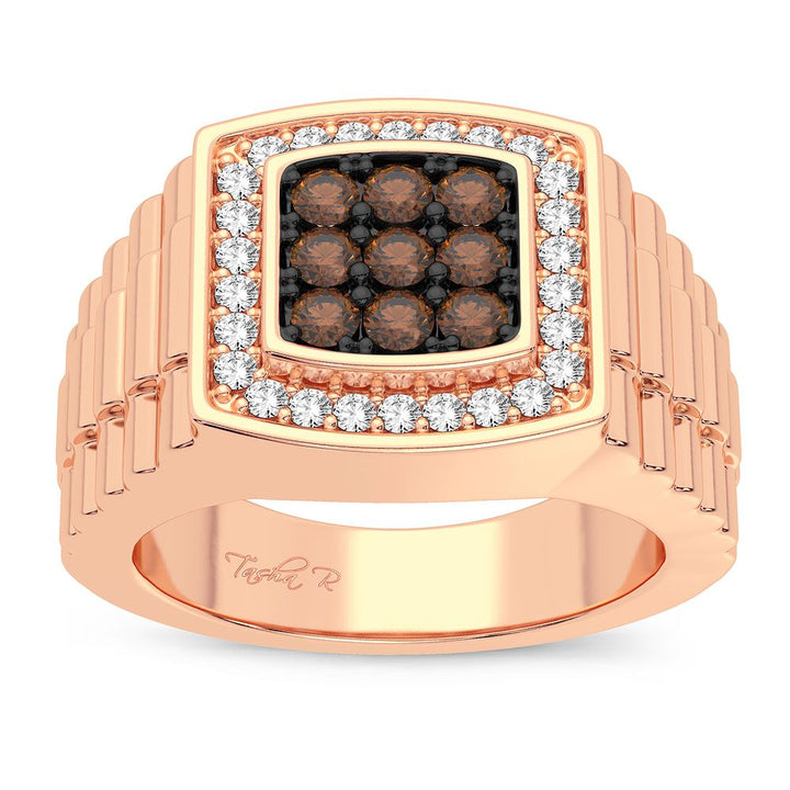14K Rose Gold Lab Diamond Mens Signature Band Ring