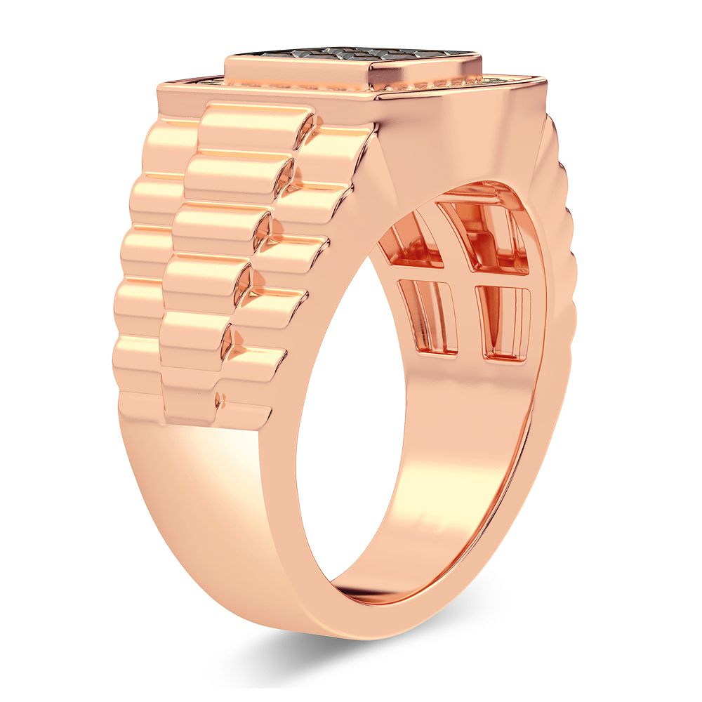 14K Rose Gold Lab Diamond Mens Signature Band Ring