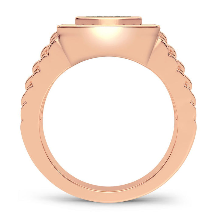 14K Rose Gold Lab Diamond Mens Signature Band Ring