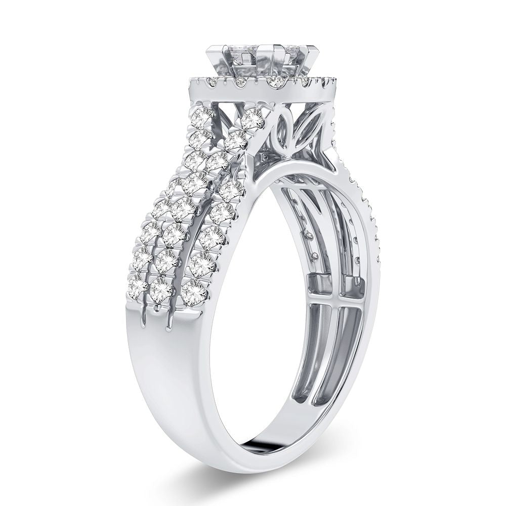Brilliant 10k White Gold 1CT Lab Diamond Engagement Ring