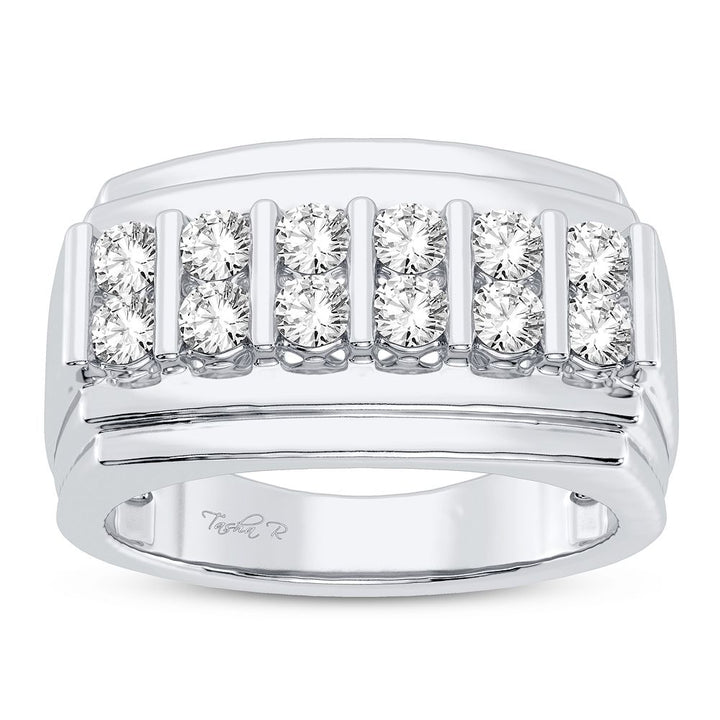 14K White Gold Lab Diamond Mens Statement Ring