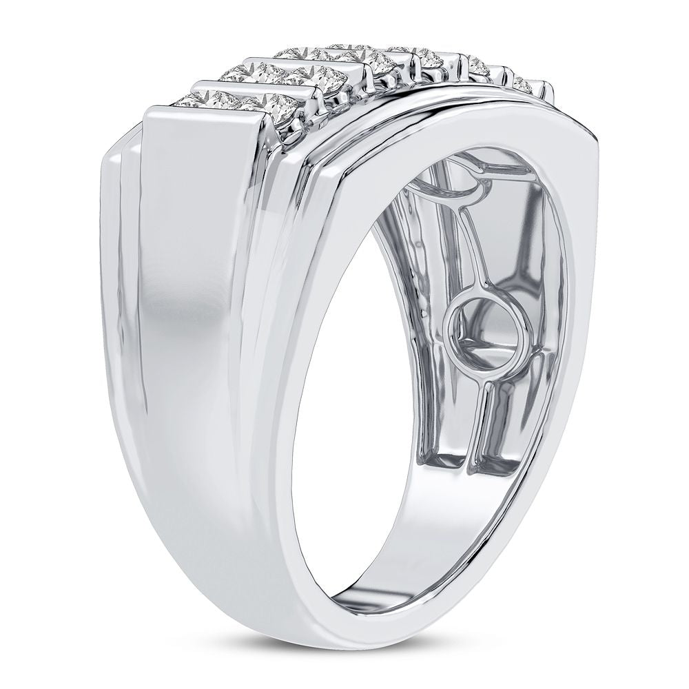 14K White Gold Lab Diamond Mens Statement Ring