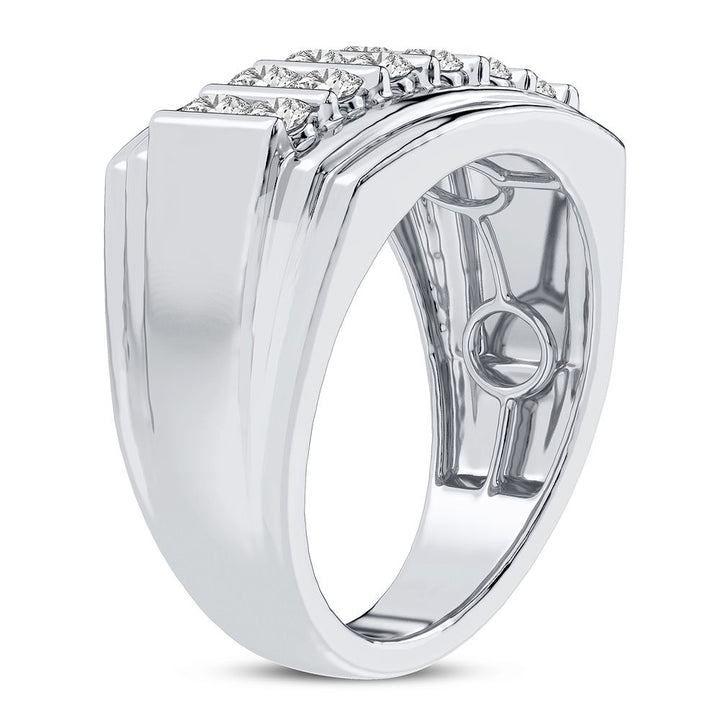 14K White Gold Lab Diamond Mens Statement Ring