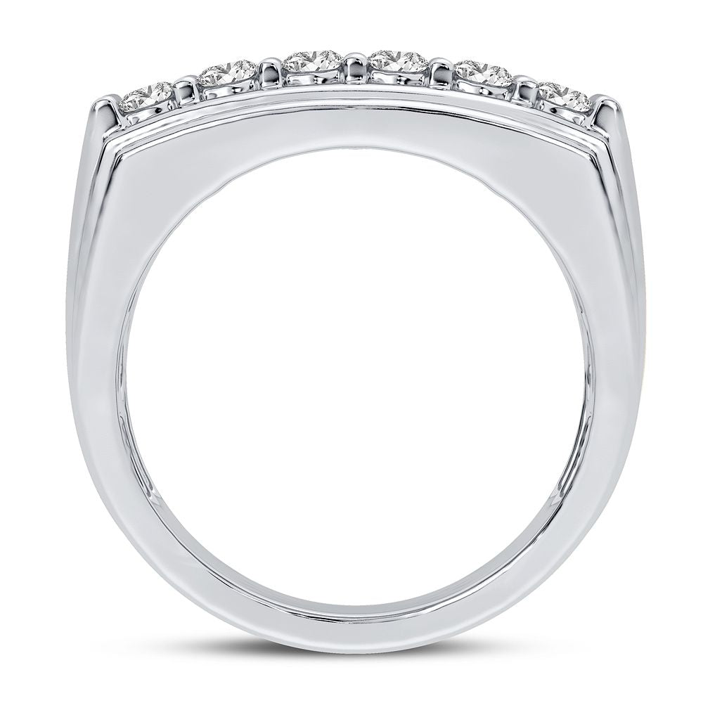 14K White Gold Lab Diamond Mens Statement Ring