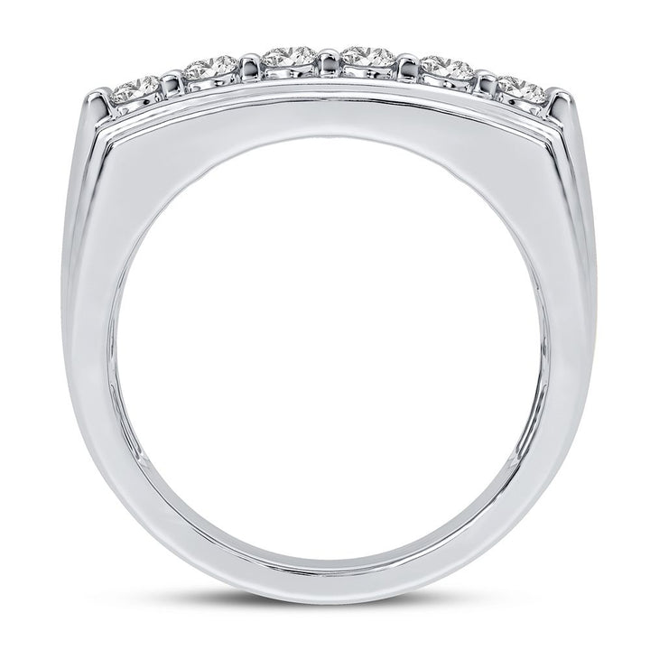 14K White Gold Lab Diamond Mens Statement Ring