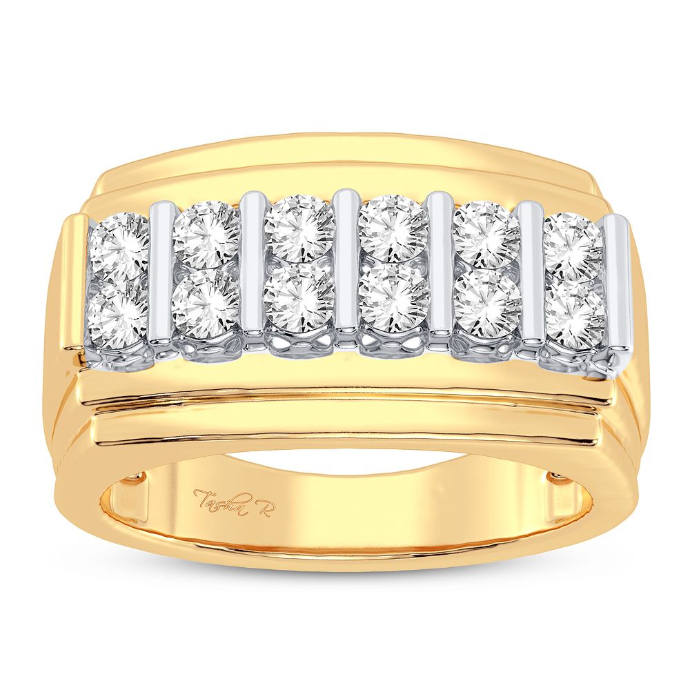 Bold 14K Yellow Gold 1CT Lab Diamond Mens Ring