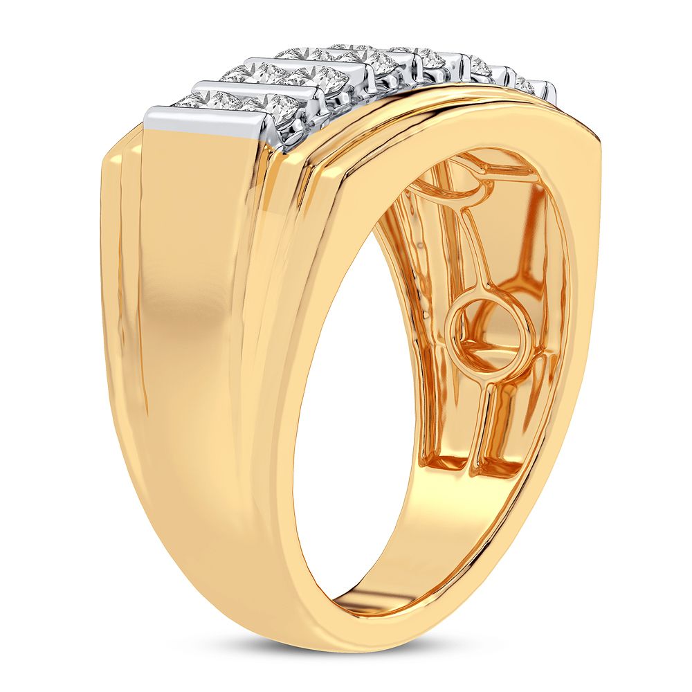 Bold 14K Yellow Gold 1CT Lab Diamond Mens Ring