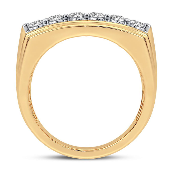 Bold 14K Yellow Gold 1CT Lab Diamond Mens Ring
