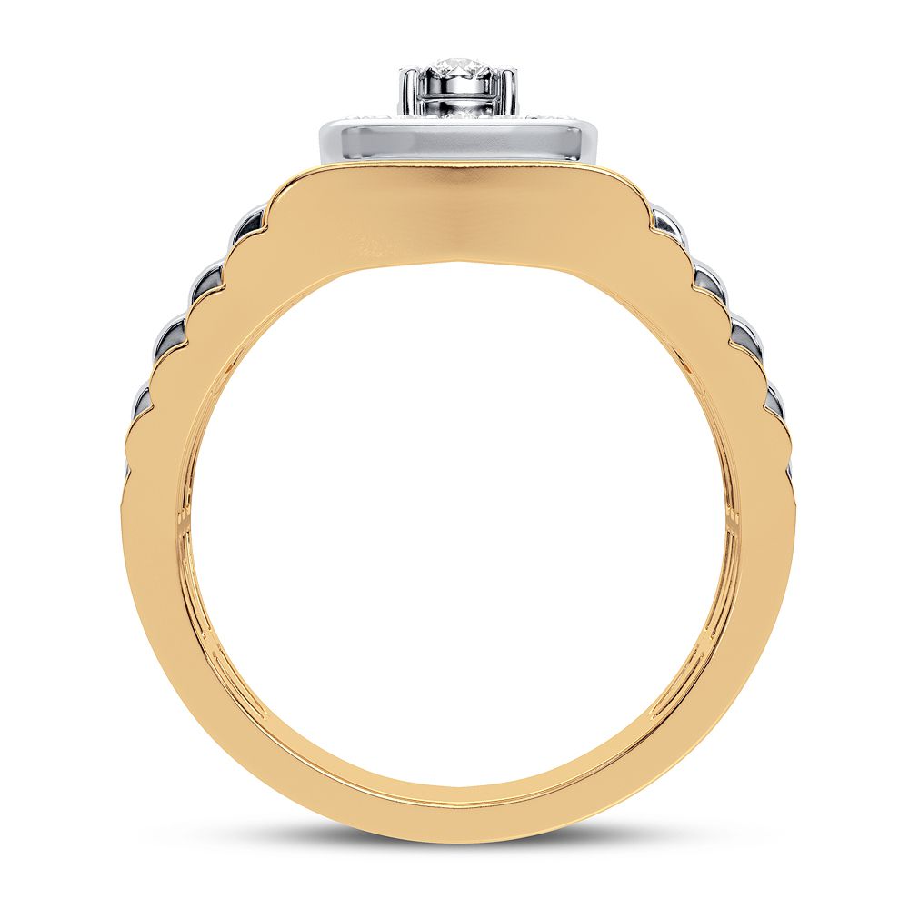 Bold 14K Yellow Gold Lab Diamond Mens Signature Ring