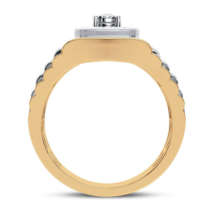 Bold 14K Yellow Gold Lab Diamond Mens Signature Ring