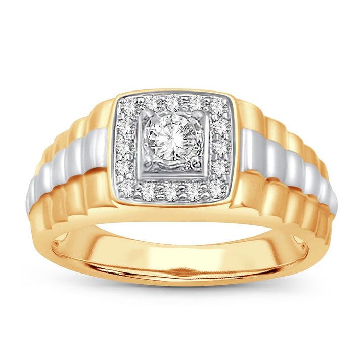 14K Yellow Gold Mens Lab Diamond Statement Ring