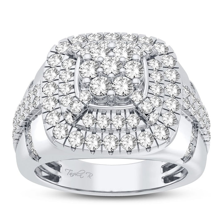 14K White Gold 2.00CT Lab Diamond Mens Signature Ring