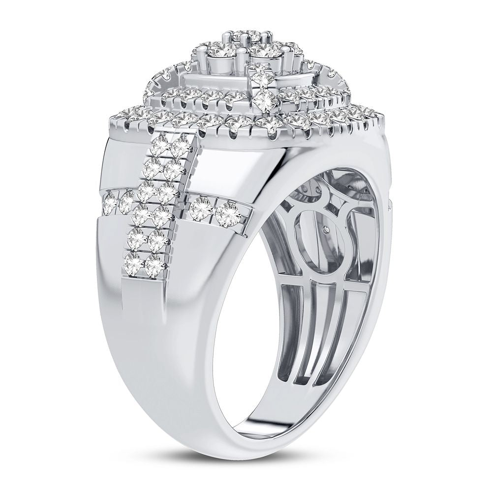 14K White Gold 2.00CT Lab Diamond Mens Signature Ring