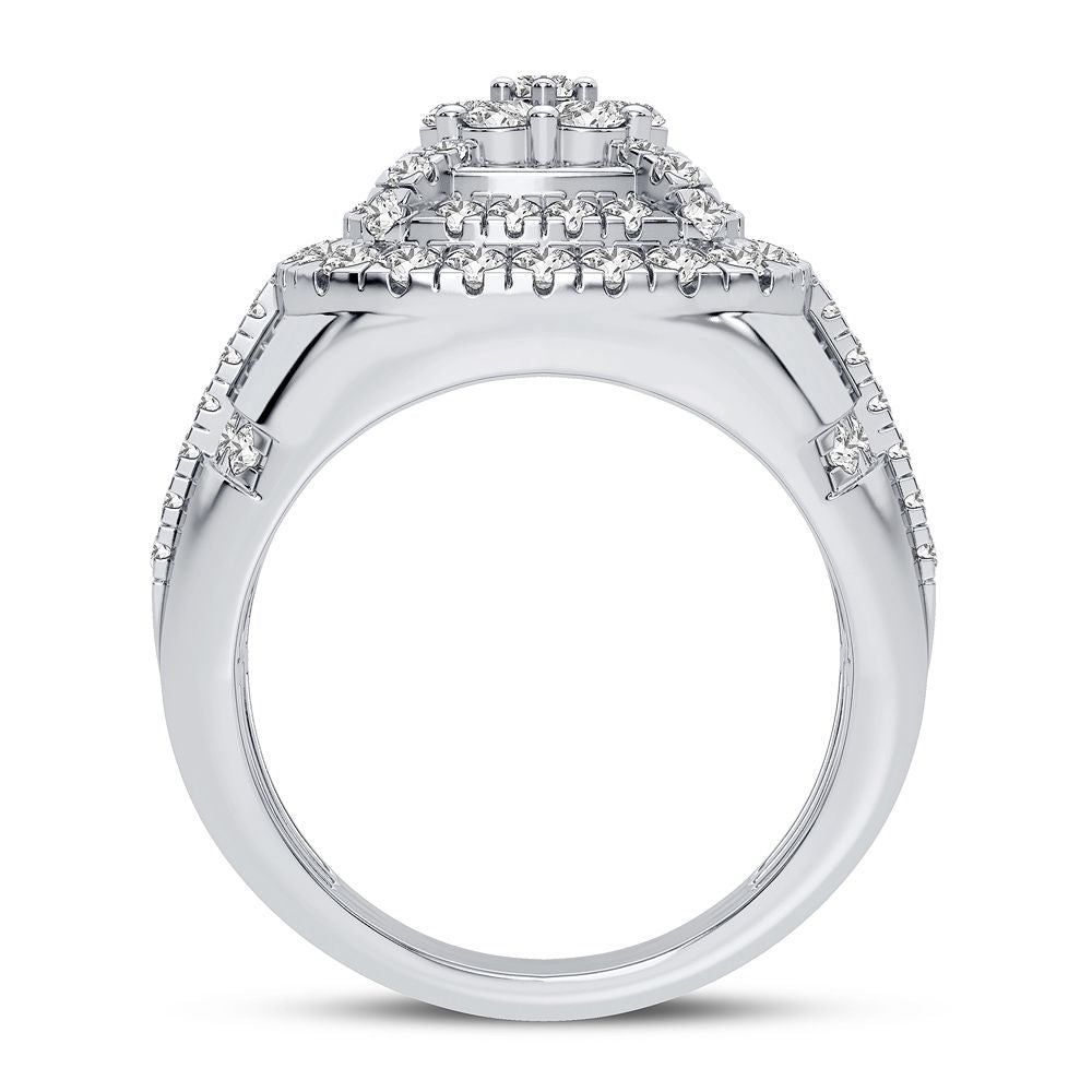 14K White Gold 2.00CT Lab Diamond Mens Signature Ring
