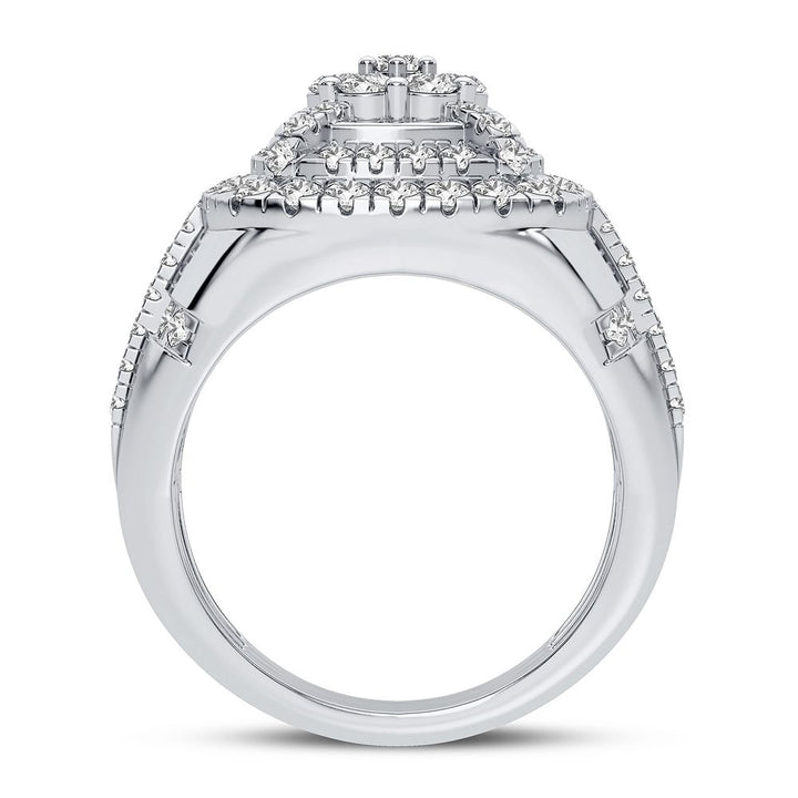 14K White Gold 2.00CT Lab Diamond Mens Signature Ring