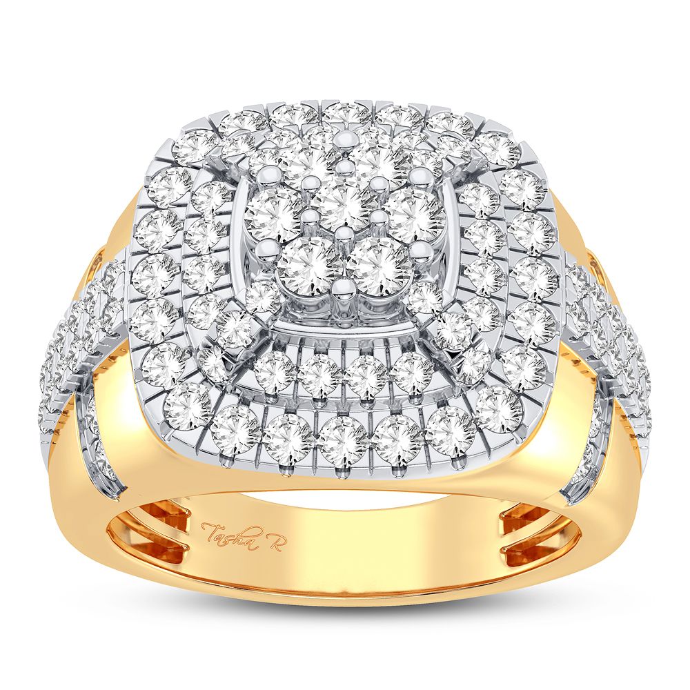 14K Yellow Gold Mens Lab Diamond Statement Ring - 2CT Brilliance