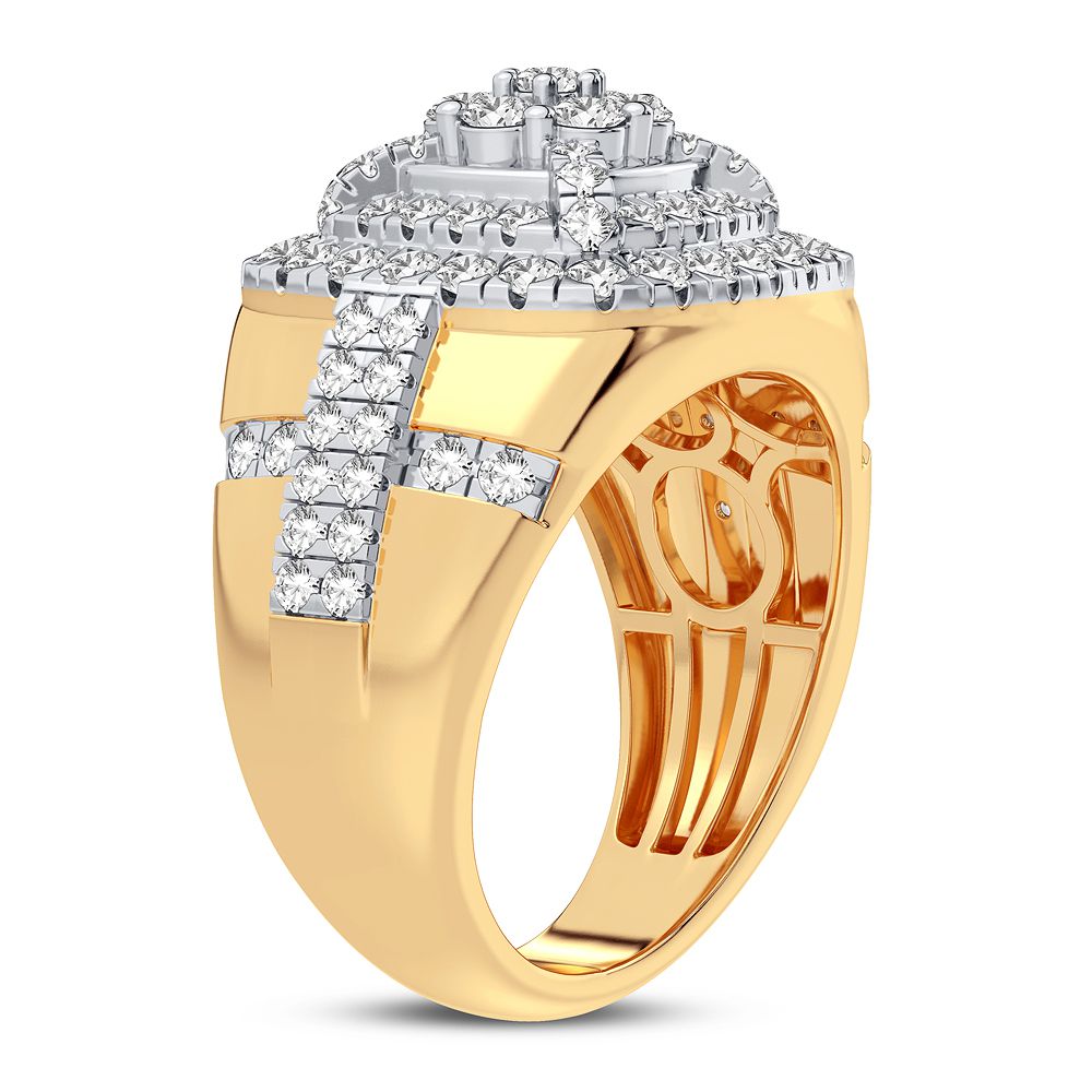 14K Yellow Gold Mens Lab Diamond Statement Ring - 2CT Brilliance