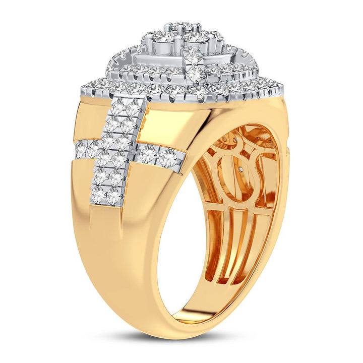 14K Yellow Gold Mens Lab Diamond Statement Ring - 2CT Brilliance